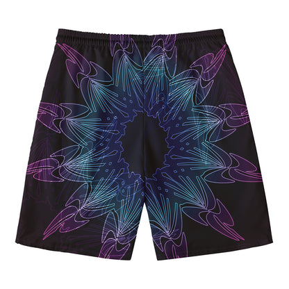 Purple And Teal Dark Mandala Print Men's Swim Trunks