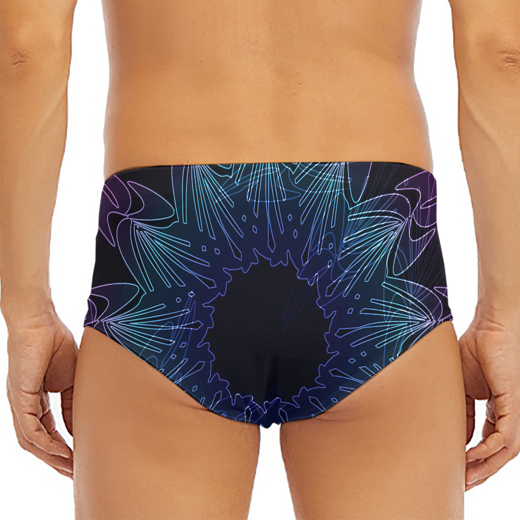 Purple And Teal Dark Mandala Print Men's Triangle Swim Briefs