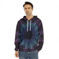Purple And Teal Dark Mandala Print Men's Velvet Pullover Hoodie