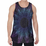 Purple And Teal Dark Mandala Print Men's Velvet Tank Top