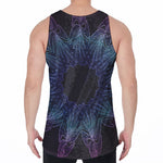Purple And Teal Dark Mandala Print Men's Velvet Tank Top