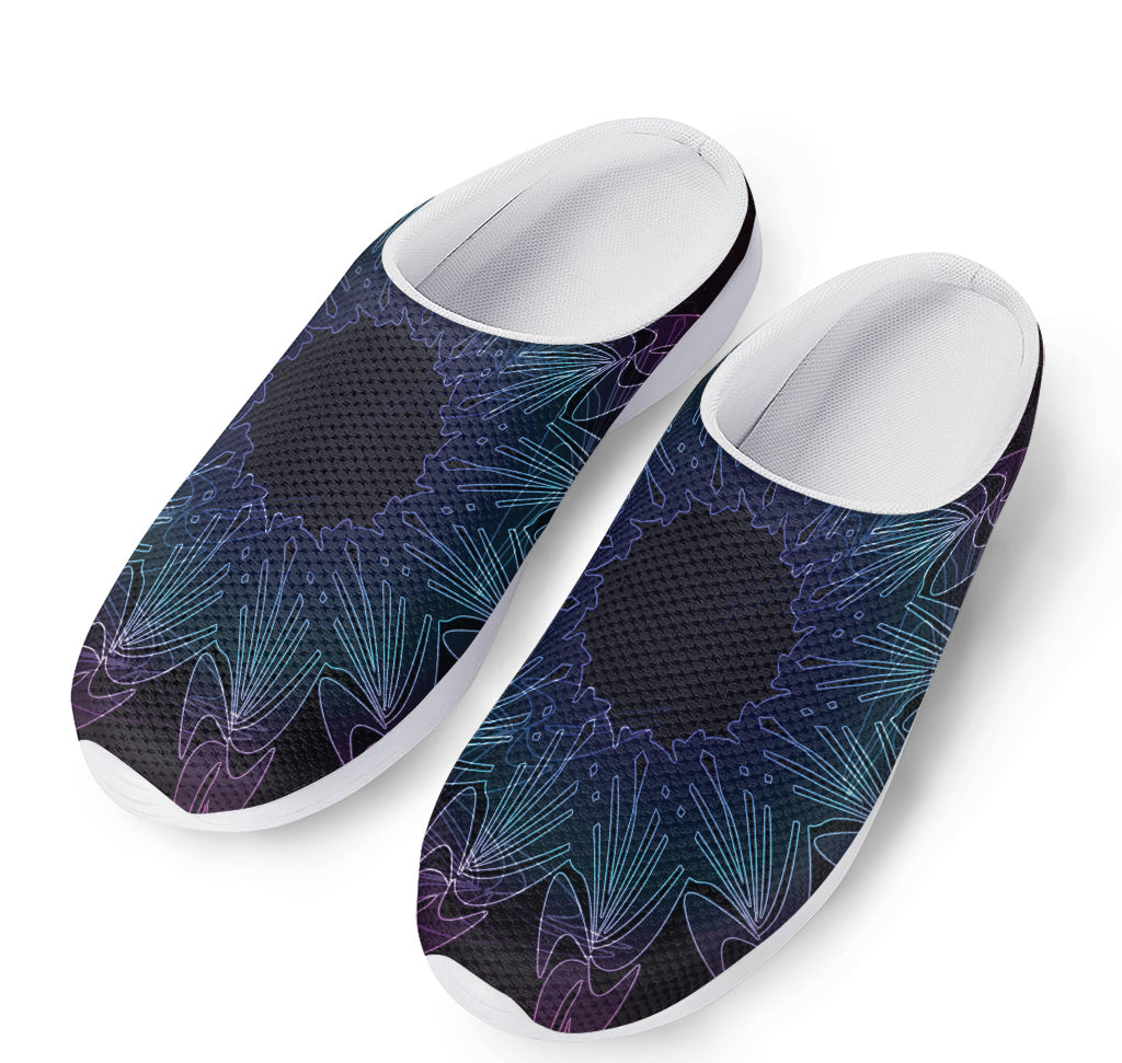 Purple And Teal Dark Mandala Print Mesh Casual Shoes