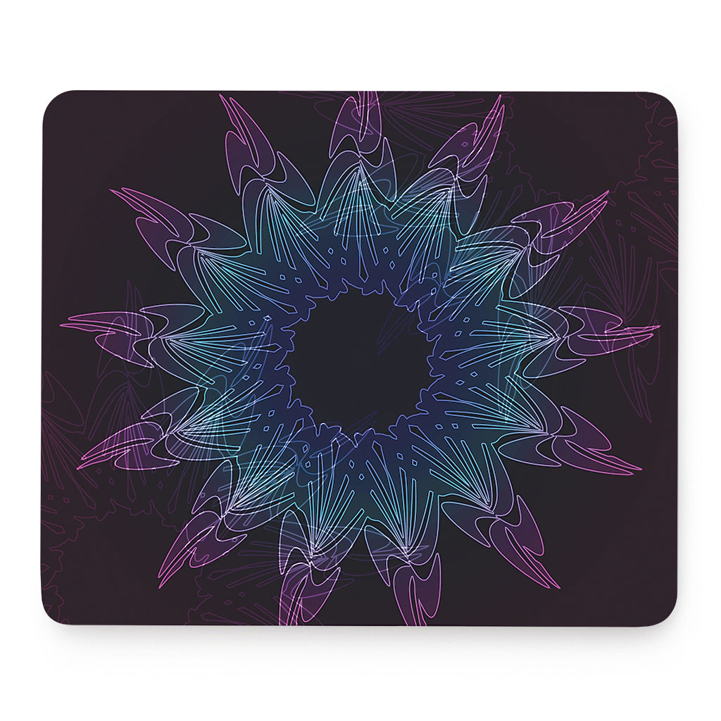Purple And Teal Dark Mandala Print Mouse Pad