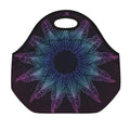 Purple And Teal Dark Mandala Print Neoprene Lunch Bag