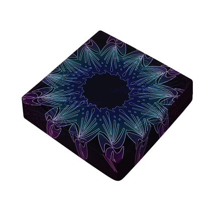 Purple And Teal Dark Mandala Print Outdoor Seat Cushion Cover