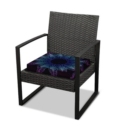 Purple And Teal Dark Mandala Print Outdoor Seat Cushion Cover