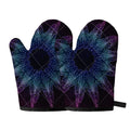 Purple And Teal Dark Mandala Print Oven Mitts