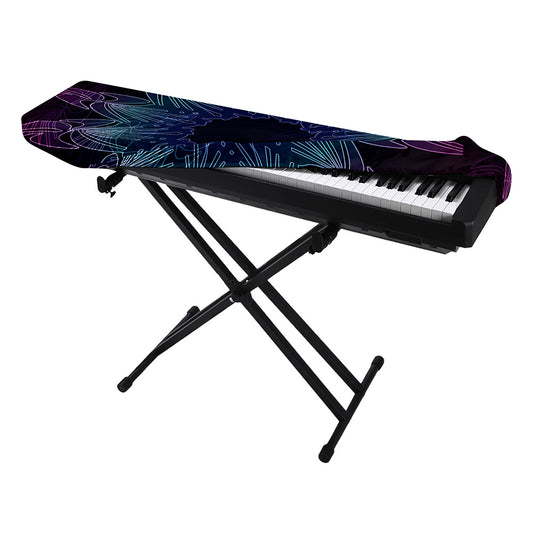 Purple And Teal Dark Mandala Print Piano Keyboard Cover