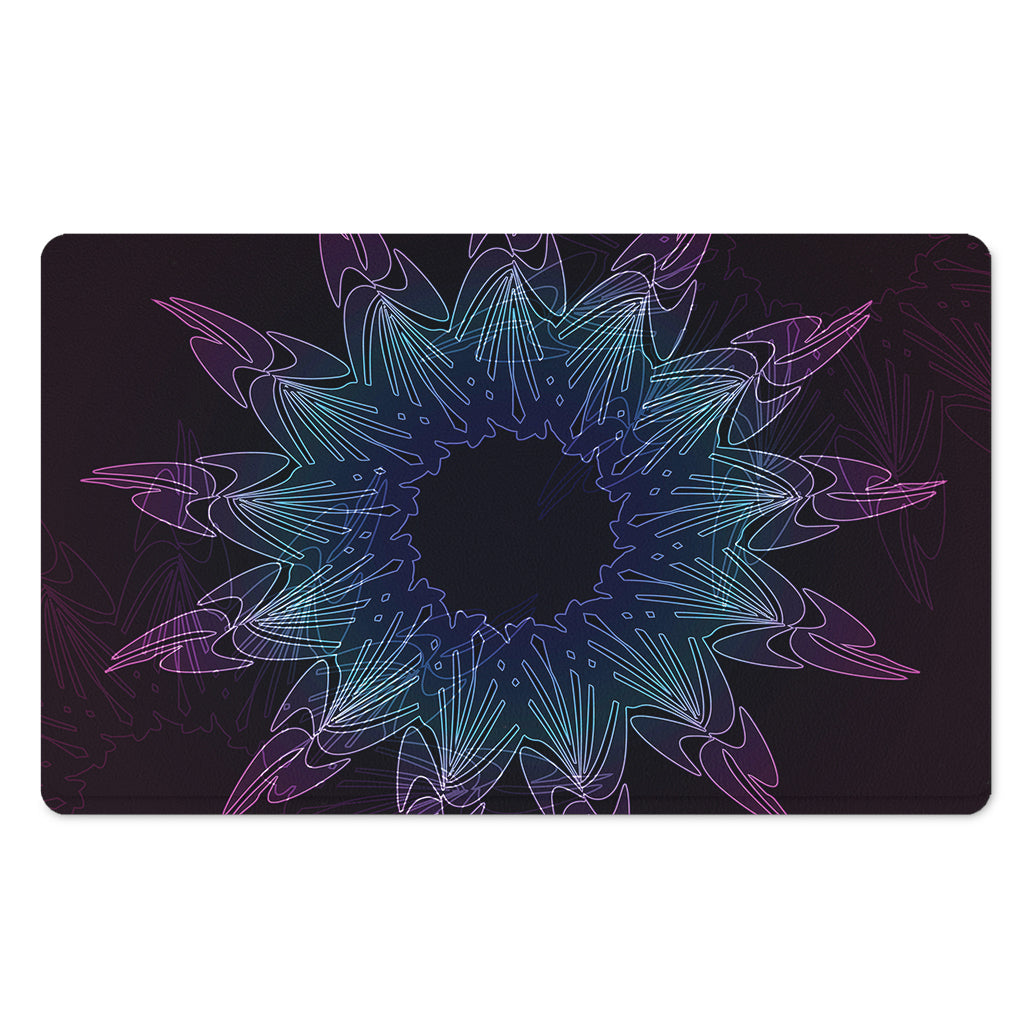 Purple And Teal Dark Mandala Print Polyester Doormat