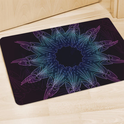 Purple And Teal Dark Mandala Print Polyester Doormat
