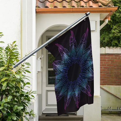 Purple And Teal Dark Mandala Print Polyester Flag