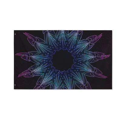 Purple And Teal Dark Mandala Print Polyester Flag