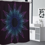 Purple And Teal Dark Mandala Print Premium Shower Curtain