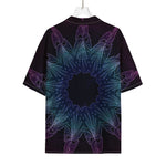 Purple And Teal Dark Mandala Print Rayon Hawaiian Shirt