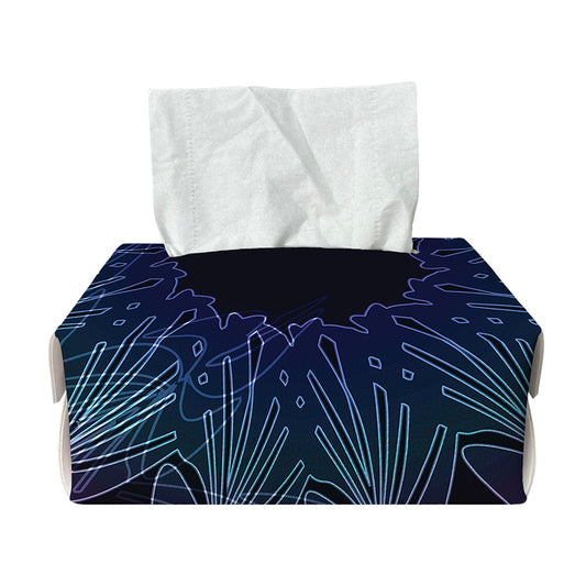 Purple And Teal Dark Mandala Print Rectangle Tissue Box Cover