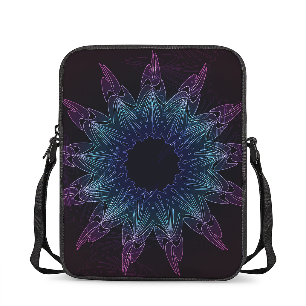Purple And Teal Dark Mandala Print Rectangular Crossbody Bag