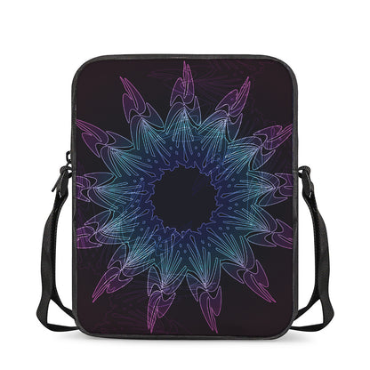 Purple And Teal Dark Mandala Print Rectangular Crossbody Bag