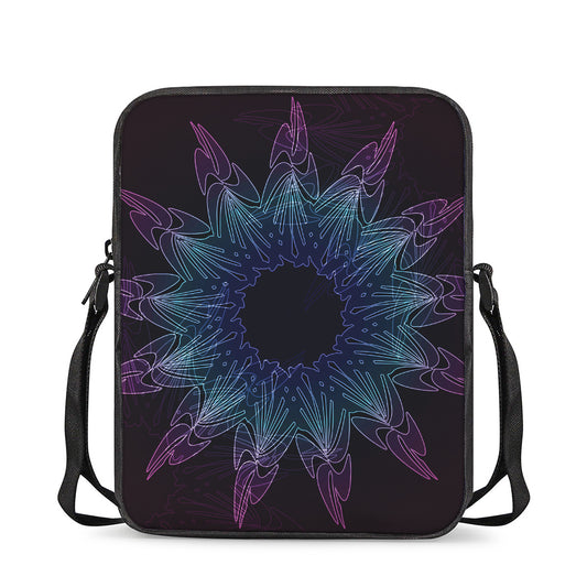 Purple And Teal Dark Mandala Print Rectangular Crossbody Bag