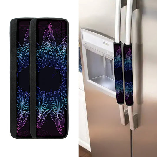 Purple And Teal Dark Mandala Print Refrigerator Handle Covers