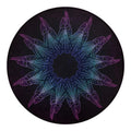 Purple And Teal Dark Mandala Print Round Blanket
