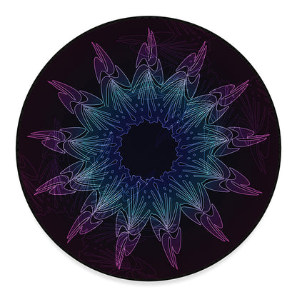 Purple And Teal Dark Mandala Print Round Floor Mat