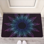 Purple And Teal Dark Mandala Print Rubber Doormat