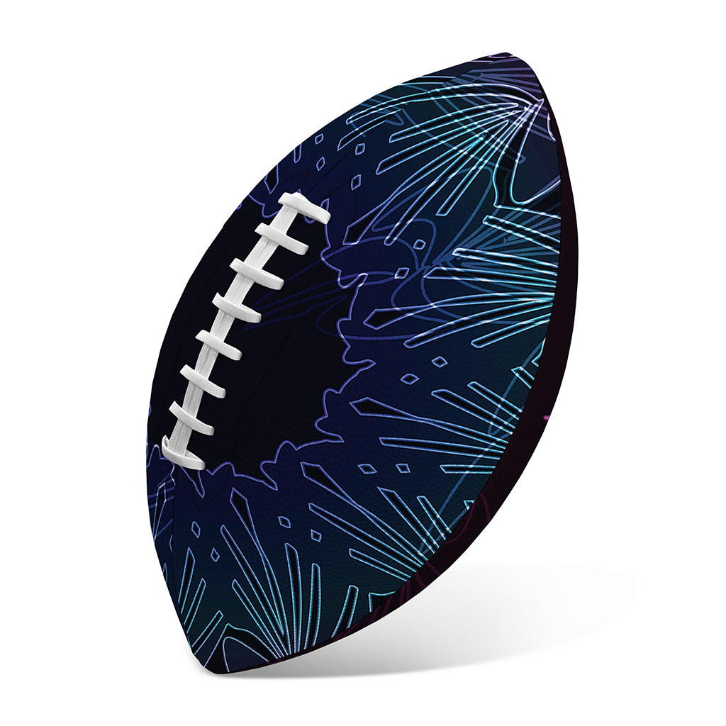 Purple And Teal Dark Mandala Print Rugby Ball