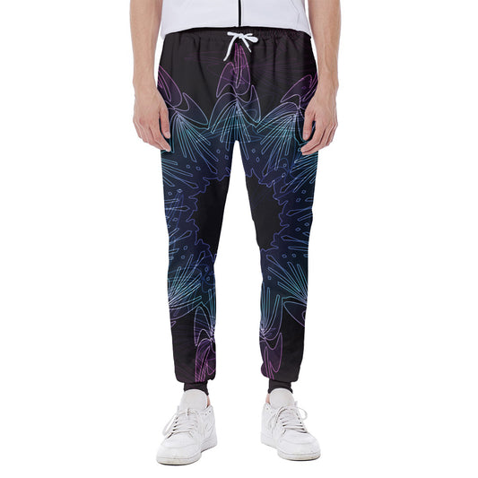 Purple And Teal Dark Mandala Print Scuba Joggers