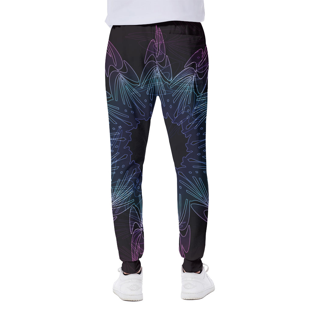 Purple And Teal Dark Mandala Print Scuba Joggers