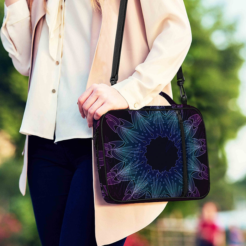 Purple And Teal Dark Mandala Print Shoulder Strap Bible Bag