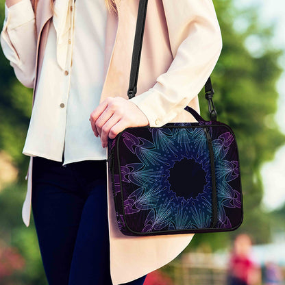 Purple And Teal Dark Mandala Print Shoulder Strap Bible Bag