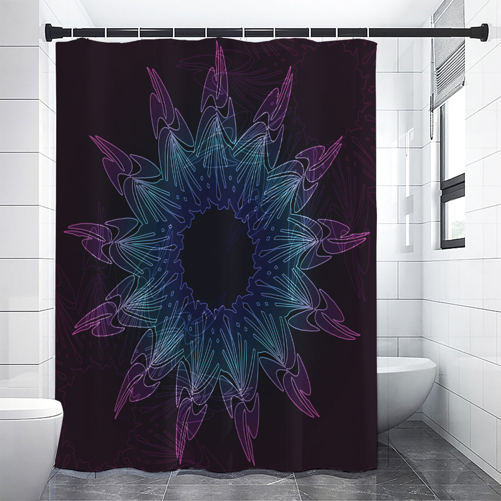 Purple And Teal Dark Mandala Print Shower Curtain