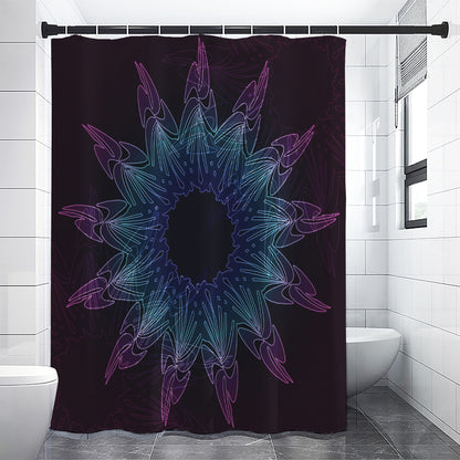 Purple And Teal Dark Mandala Print Shower Curtain