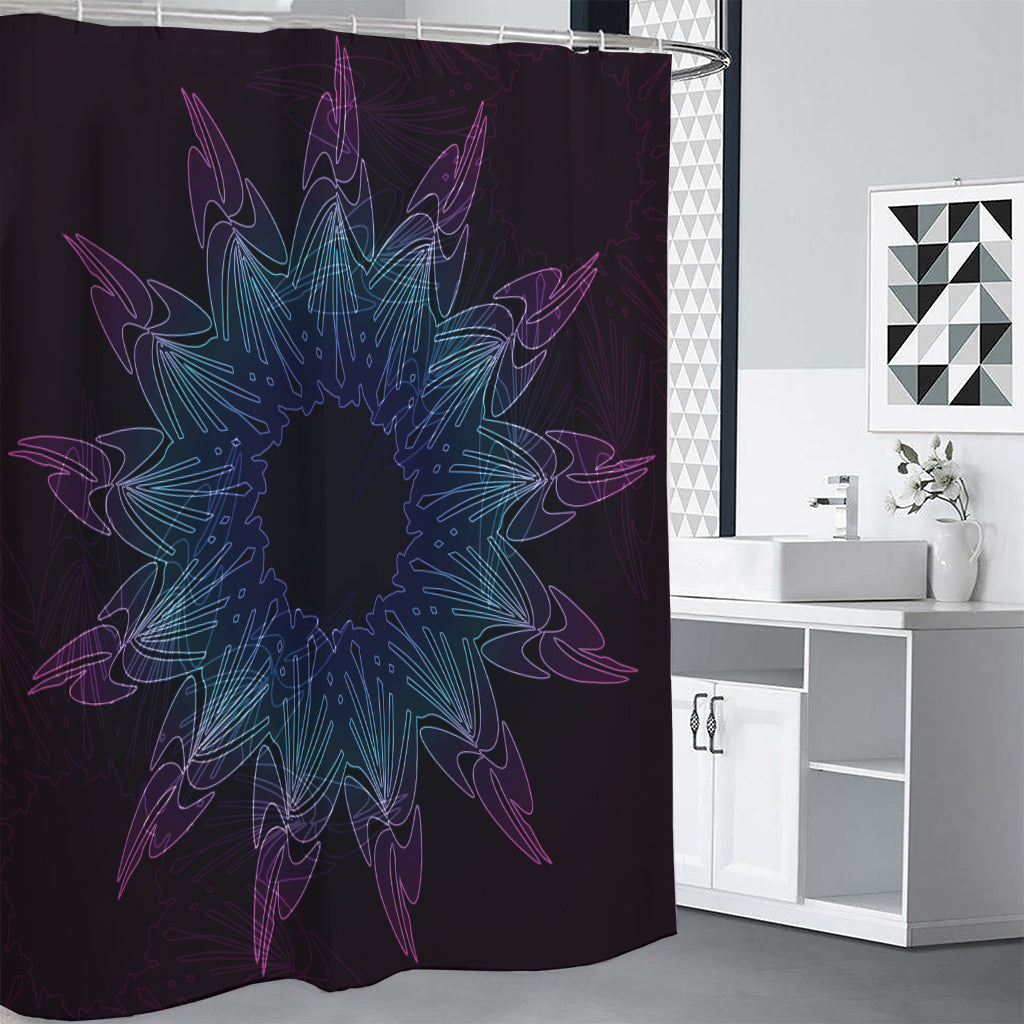 Purple And Teal Dark Mandala Print Shower Curtain