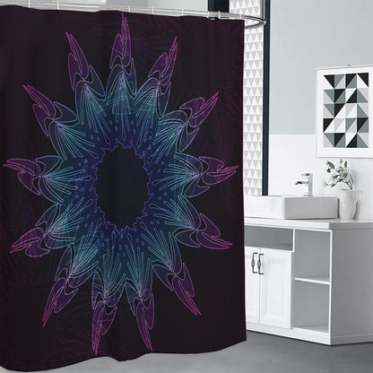 Purple And Teal Dark Mandala Print Shower Curtain