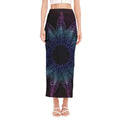 Purple And Teal Dark Mandala Print Side Slit Maxi Skirt