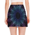 Purple And Teal Dark Mandala Print Side Slit Mini Skirt