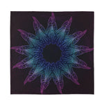 Purple And Teal Dark Mandala Print Silk Bandana