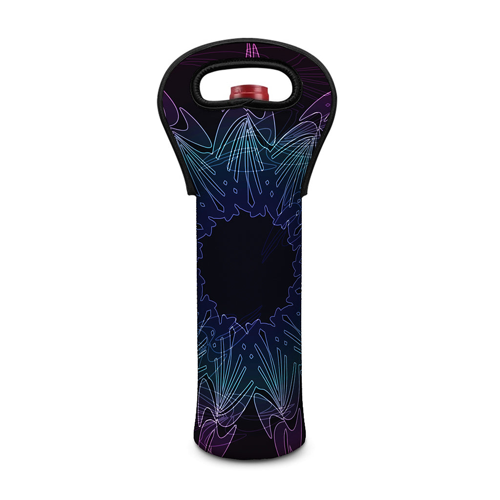Purple And Teal Dark Mandala Print Single Neoprene Wine Tote