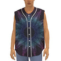 Purple And Teal Dark Mandala Print Sleeveless Baseball Jersey