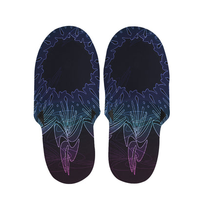 Purple And Teal Dark Mandala Print Slippers