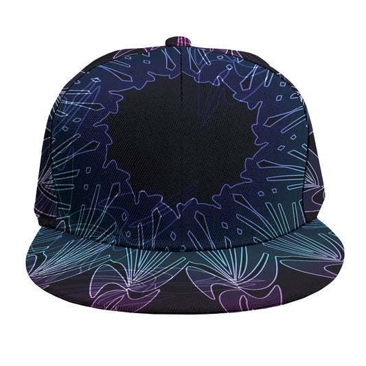 Purple And Teal Dark Mandala Print Snapback Cap
