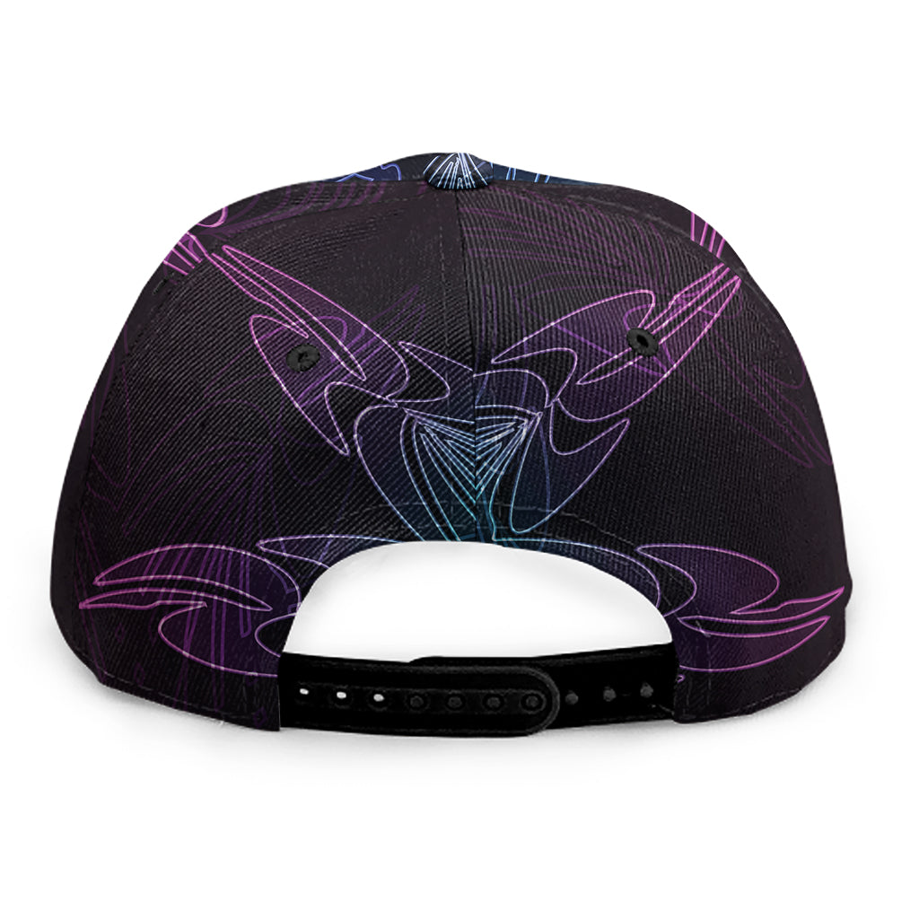 Purple And Teal Dark Mandala Print Snapback Cap