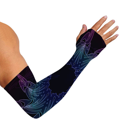 Purple And Teal Dark Mandala Print Sun Protection Arm Sleeves