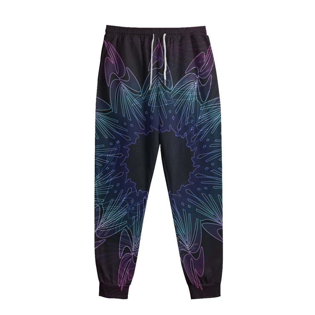 Purple And Teal Dark Mandala Print Sweatpants
