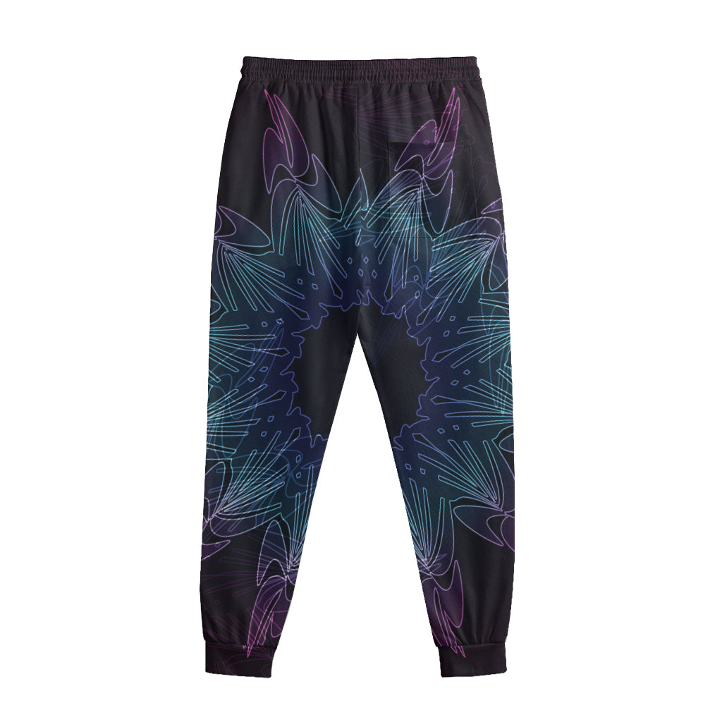 Purple And Teal Dark Mandala Print Sweatpants