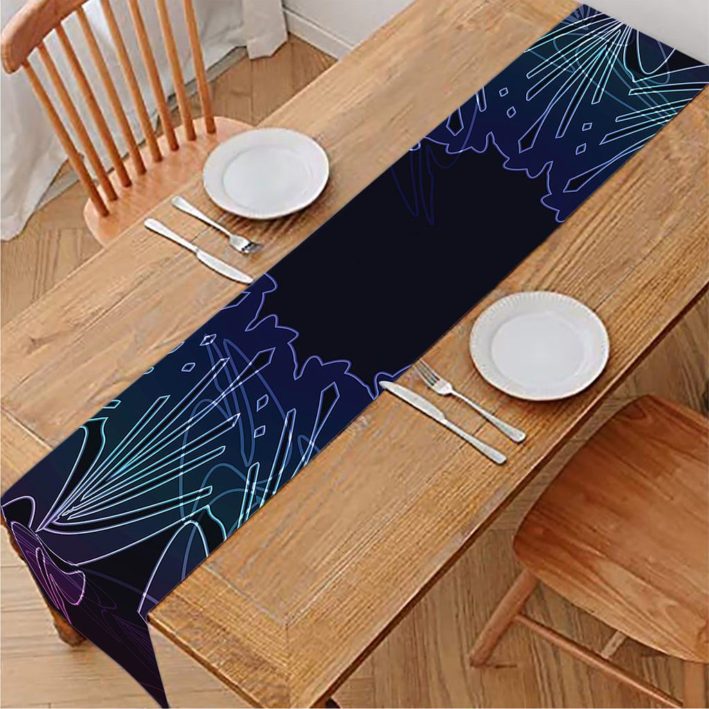 Purple And Teal Dark Mandala Print Table Runner