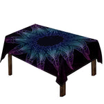 Purple And Teal Dark Mandala Print Tablecloth