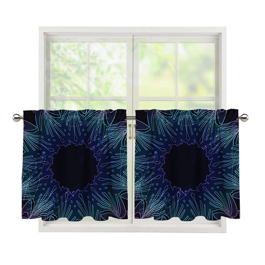 Purple And Teal Dark Mandala Print Tier Curtains