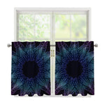 Purple And Teal Dark Mandala Print Tier Curtains